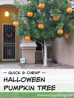 Halloween Pumpkin Tree. Pumpkin Decorating Diy, Diy Halloween Dekoration, Halloween Pumpkin Diy, Pumpkin Tree, Halloween Decoration Ideas, Halloween Diy Outdoor, Halloween Outside, Halloween Decorations Diy Outdoor, Diy Halloween Decor