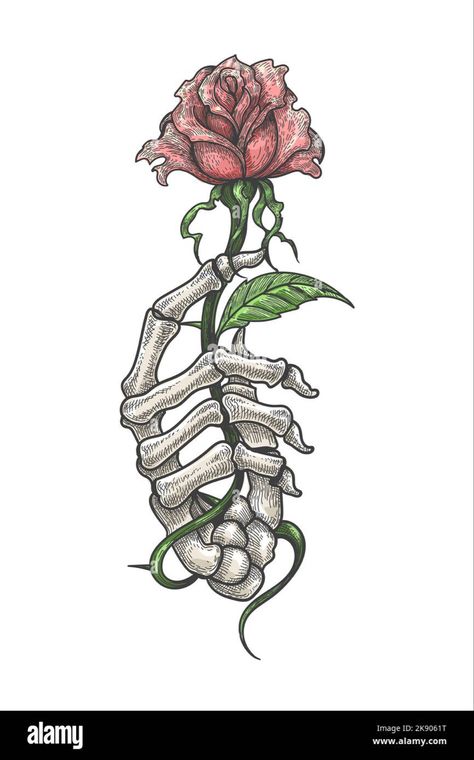 Hand Reaching Out Tattoo, Reaching Out Tattoo, Tattoo Ideas Skeleton, Skeleton Holding Flowers, Skeleton Flower Tattoo, Realism Reference, Rose Flower Tattoo, Skeleton Hand Holding, Tattoo Realism