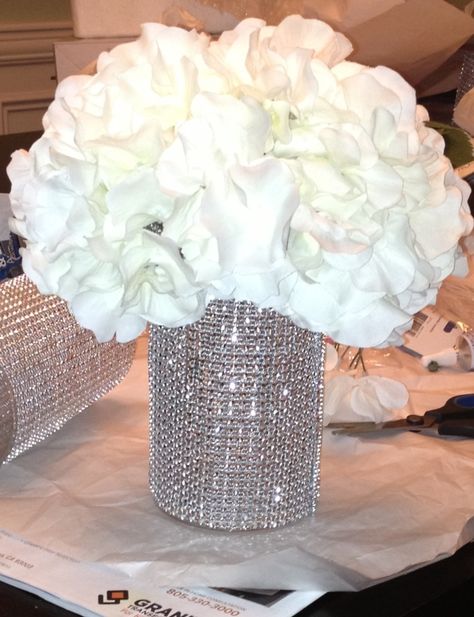 bling centerpieces | DIY bling wedding centerpiece | Wedding Plans for the Future Mrs. Bling Centerpiece, Diy Bling, 60 Wedding Anniversary, Denim And Diamonds, Party Deco, Wedding Floral Centerpieces, Bling Wedding, Wedding Centerpieces Diy, Diy Centerpieces