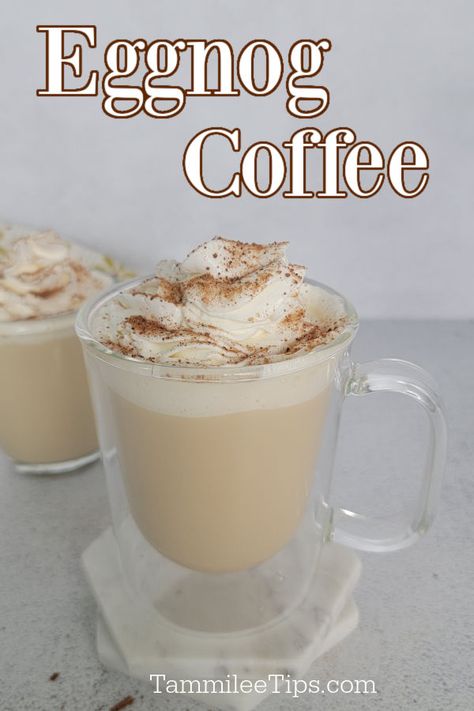 Eggnog Coffee Drinks, Egg Nog Coffee Recipe, Eggnog Coffee Creamer, Egg Nog Latte, Recipe For Eggnog, Hot Christmas Drinks, Coffee Concoctions, Fun Coffee Drinks, Make Eggnog