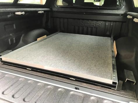 10 Free DIY Truck Bed Slide Plans | Slide out Storage Drawers Truck Topper Storage, Truck Bed Tool Storage, Truck Bed Slide Out Diy, Truck Bed Storage Diy, Diy Truck Bed Slide, Truck Bed Storage Drawers, Truck Bed Box, Bed Slides, Pickup Truck Bed Covers