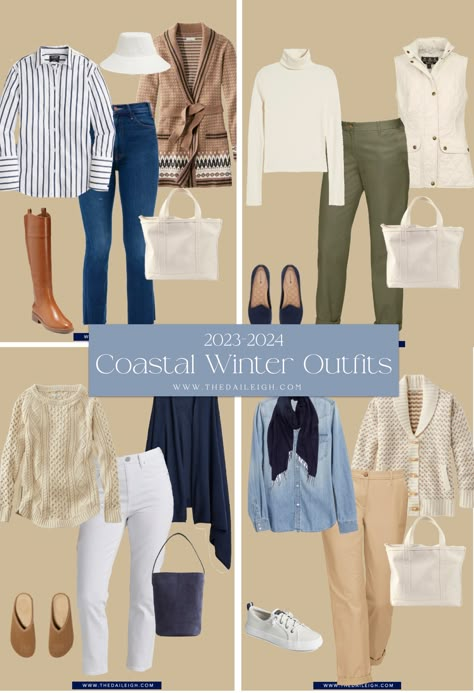 Coastal Fall Wardrobe, Coastal Fall Outfits 2024, Winter New England Outfits, Coastal Grandma Style Outfits, Coastal Grandmother Wardrobe, Winter Coastal Grandmother Outfits, Coastal Grandmother Outfits 2024, Coastal Grandma Winter Outfits, Winter Coastal Outfit