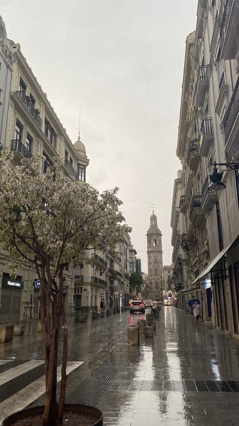 rain, valencia, spain, aesthetic, city, vibes, cloudy, comfy, travel, town, architecture, vacation, summer, trip, europe, european summer Valencia, Spain City Aesthetic, Rainy Europe, Valencia Spain Aesthetic, Madrid Life, Valencia Aesthetic, Cloudy City, Spain Life, Spain Vibes