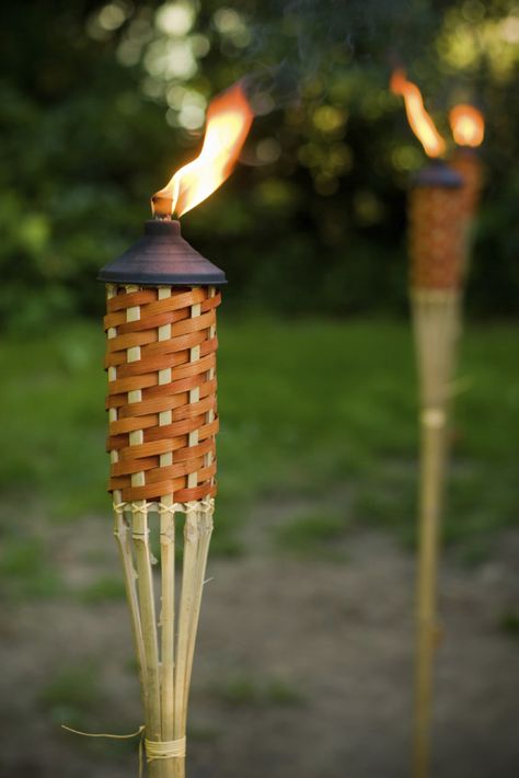 15 Backyard Tiki Torches ~ Bless My Weeds Tiki Torches Backyard, Backyard Firepits, Torches Tiki, Backyard Lighting Diy, Tiki Lights, Lanterns Light, Oil Lanterns, July Garden, Backyard Party Decorations