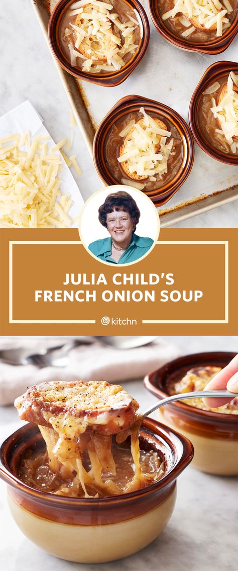 I Tried Julia Child's French Onion Soup Recipe | Kitchn French Leek Soup, French Soup Recipes, Onion Soup Crockpot, Onion Soup French, Crockpot French Onion Soup, Chestnut Soup, Best French Onion Soup, Julia Childs, Classic French Onion Soup