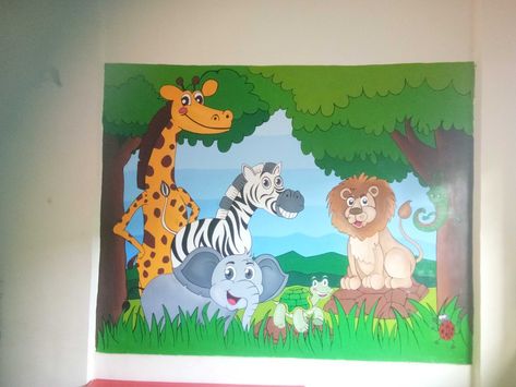 Jungle theme for preprimary school Art For School, Easy Art For Kids, Wall Paintings, Easy Art, Jungle Theme, Simple Art, Art For Kids, Wall Painting, Paintings