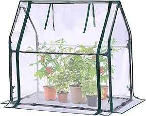 Mini Greenhouse for Indoor Outdoor: Ohuhu Tabletop Portable Green House with Waterproof Pad for Small Plants Nursery Germination, 36"x18"x33" Heavy-Duty Cover Tent Humidity Dome Seedling Accessory Mini Greenhouse Indoor, Tabletop Greenhouse, Plants Nursery, Portable Greenhouse, Mini Bonsai, Rope Shelves, Heat Mat, Mini Greenhouse, Small Potted Plants