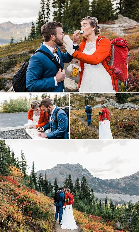 Hike Wedding Ceremony, Wedding Hike, Eloping Ideas, Washington Hiking, Hiking Wedding, Adventure Wedding Photography, Hiking Elopement, Outdoor Wedding Photography, Photography Pics