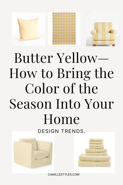 This creamy, near-neutral shade can be seen just about everywhere these days. And one thing I love about fashion trends is they almost always trickle into our interiors. Butter yellow home decor is currently making the rounds, especially as Grandmillenial style continues to be popular. This season is the perfect time to embrace this soft and creamy shade with enthusiasm. Grandmillenial Style, Yellow Home Decor, Yellow Decor, Yellow Interior, Butter Yellow, Interior Trend, Bring It, About Fashion, Home Decor Trends