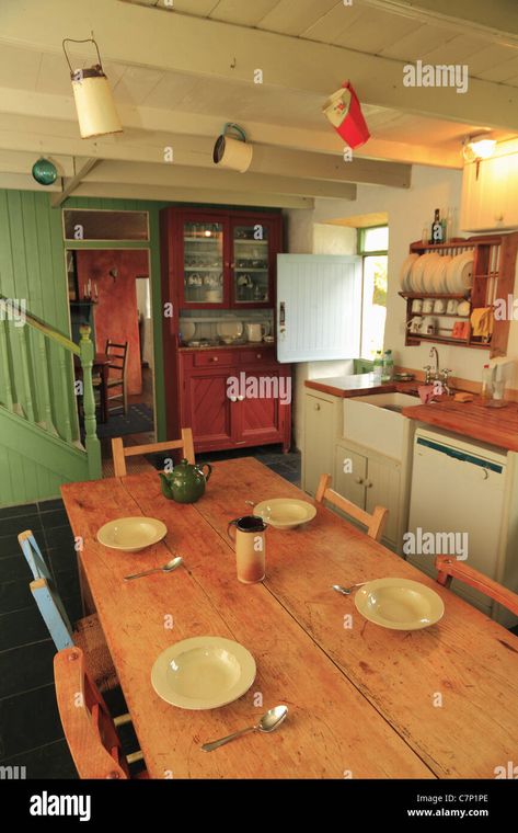 Download this stock image: A traditional Irish Farmhouse kitchen on the Beara Peninsula in County Kerry, Republic of Ireland. - C7P1PE from Alamy's library of millions of high resolution stock photos, illustrations and vectors. Irish Farmhouse Interior, Traditional Irish Cottage Interiors, Irish Farmhouse Renovation, Cottage Interiors Kitchen, Irish Kitchen Decor, Irish Cottage Interiors, Irish Farmhouse, Irish Interior Design, Irish Kitchen