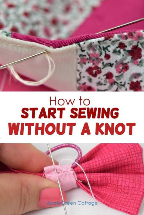 Start sewing without a knot Start Sewing, Sew Ins, Beginner Sewing Projects Easy, Sewing Projects For Beginners, Sewing Skills, Easy Sewing Projects, Sewing Tips, Sewing For Beginners, Sewing A Button