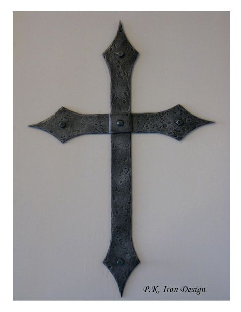 Forged Cross, Metal Crosses, Cross Gothic, Medieval Cross, Blacksmith Projects, Cross Wall Decor, Cross Wall, Iron Cross, Steel Stamp