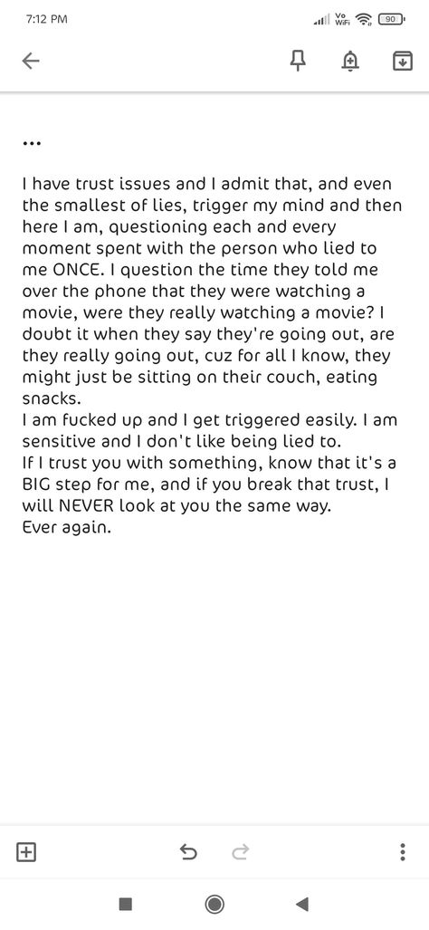 Trust Issues Paragraph, When You Have Trust Issues, Trust Issues Notes, My Trust Issues Quotes, I Have Trust Issues Quotes, I Don’t Trust You, Trust Issues Drawing, Trust Issues Quotes Feelings, Trust Issues Aesthetic