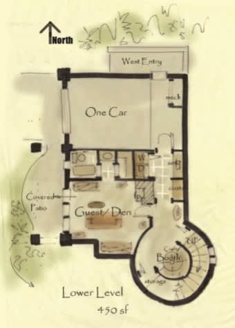 Tiny castle house plan, Unique house plans exclusive collection House With Round Tower, Storybook Cottage House Plans, Cottage Castle, Storybook House Plan, Simple Ranch House Plans, Storybook Castle, Two Bedroom Tiny House, Castle Cottage, Modern Courtyard House