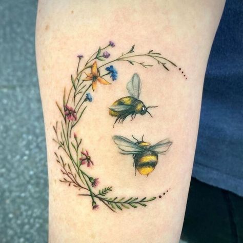 21 Bee Tattoo Meanings   Queen Bee, Beehive & Honeycomb Bee Tattoo Meaning, Bee And Flower Tattoo, Queen Bee Tattoo, Bumble Bee Tattoo, Filigree Tattoo, Hip Thigh Tattoos, Cross Tattoos For Women, Tattoo Meanings, Worker Bee