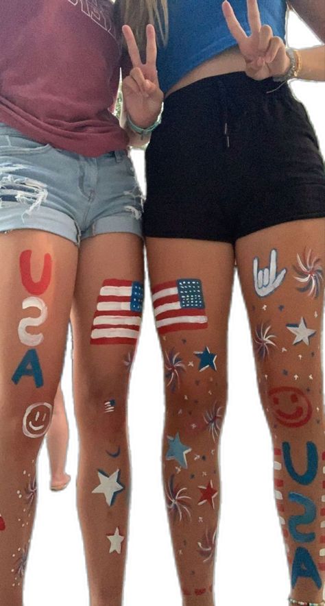 4th July Outfit, Fourth Of July Pics, 4th Of July Pics, July Outfit Ideas, Spirit Week Outfits, Leg Painting, Leg Art, July Outfits