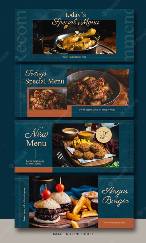 Premium PSD | Horizontal banner or facebook cover collection for food and restaurants Cocktail Book Design, Website Slider, Restaurant Website Design, Ads Social Media, Website Banner Design, Facebook Post Design, Instagram Branding Design, Restaurant Social Media, Restaurant Themes