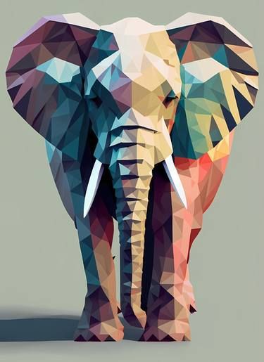 Fh Logo, Rhino Painting, Picasso Portraits, Elephant Print Art, Polygon Art, Elephant Art, Elephant Print, Original Art For Sale, Abstract Animals