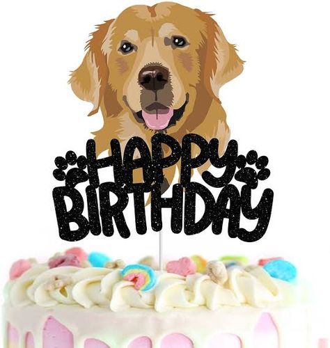 Golden Retriever Birthday Cake, Golden Retriever Birthday, Happy Birthday Dog, Dog Cake Topper, Golden Labrador, Dog Pics, Dog Cake, Theme Birthday Party, Happy Birthday Cake Topper