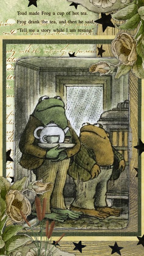 #frogandtoad #frog #frogs #toad #green #plants #cottagecore #vintage Frog And Toad Aesthetic Wallpaper, Frog And Toad Aesthetic, Cottagecore Posters, Green Cottagecore, Cottagecore Wallpaper, Phone Backgrounds Vintage, Cottage Core Art, Frog Wallpaper, Storybook Art