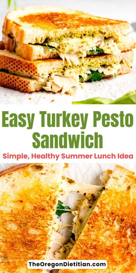 Enjoy a quick and easy healthy lunch with this turkey pesto sandwich, ready in just 15 minutes! A healthy summer lunch recipe thats perfect for picnics, it's packed with fresh ingredients that bring flavor and freshness to every bite. Simple to prepare and ideal for on-the-go lunches or dinners, this recipe is a must-try for your summer outings. Click to check it out! #summerlunchrecipes #turkeysandwich #picnicideas Turkey Pesto, Pesto Sandwich Recipe, Turkey Lunch, Summer Lunch Recipes, Almond Pesto, Pesto Sandwich, Cold Sandwiches, Easy Turkey, Easy Healthy Lunches