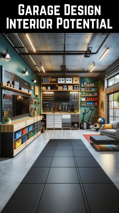 Industrial Style Garage, Black Garage Interior, Garage Transformation, Organized Garage, Garage Storage Inspiration, Craftsman Garage, Garage Design Interior, Garage Organization Tips, Finished Garage