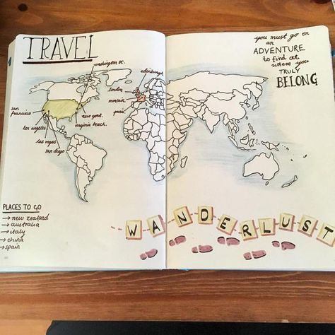 Bullet Journal Voyage, Minimalist Bullet Journal, Scrapbook Disney, Journal Layouts, Diy Travel Journal, Travel Drawing, Drawing Journal, Diary Ideas, Bullet Journal Spread