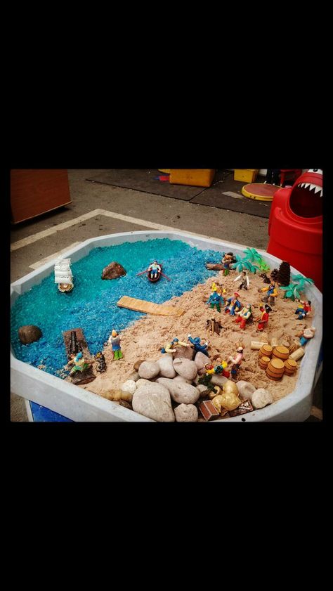 Sensory Tub, Lord Of The Flies, Sensory Bin, Sand And Water, Pirate Party, Treasure Island, Sensory Bins, Classroom Themes, Small World