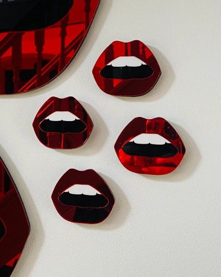 MINI Red Lip Mirror Acrylic Mirror Lip Decor Red Lips - Etsy Arty Bedroom, Lip Decor, Lips Decor, Lip Mirror, Red Apartment, Girls Apartment, Mini Mirror, Acrylic Laser Cut, Lash Room