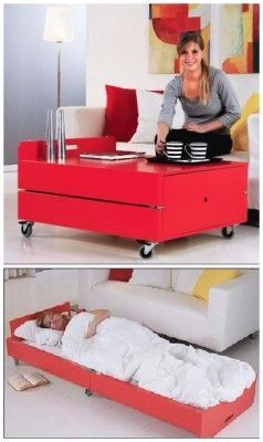 7 handy hidden beds Folding Coffee Table, Muebles Shabby Chic, Foldable Furniture, Spare Bed, Space Saving Beds, Gif Png, Hidden Bed, Murphy Bed Plans, Convertible Furniture