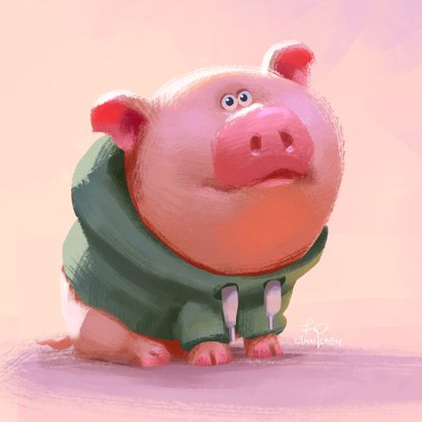 Lynn Chen, Pig Illustration, Color Script, Amazing Drawings, Cute Pigs, Whimsical Illustration, Visual Development, Cartoon Character Design, Environment Concept Art