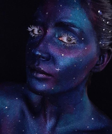 Fantasy Makeup Look, Geode Makeup, Constellation Makeup, Cosmic Makeup, Galactic Glam, Makeup Themes, Space Makeup, Galaxy Makeup, Star Makeup