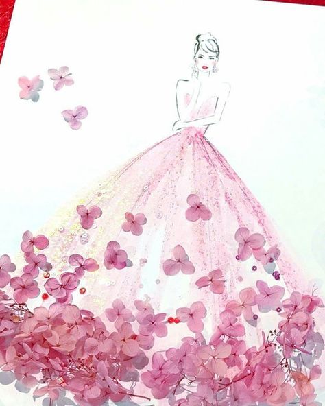 Artist Grace Ciao's Illustration Grace Ciao, Flower Dress Art, Flower Petal Art, Lovely Sunday, Fashion Illustration Watercolor, Flower Art Drawing, Fashion Illustration Dresses, Fashion Illustration Sketches, Illustration Fashion Design