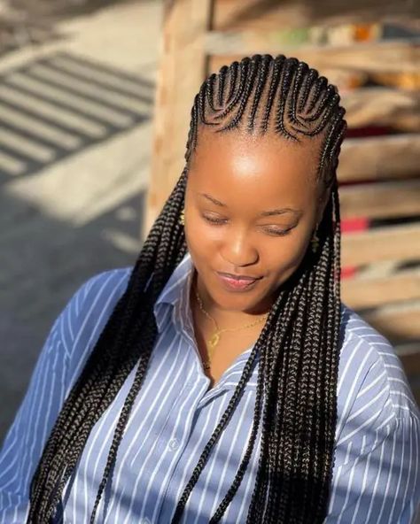 Ghana Weaving Styles: 49 Hottest Ideas for Ladies Essence Hairstyles African, Freehand Hairstyle For Black Women, Latest Hair Braids Styles 2023, Shoulder Length Braids, Best Cornrow Hairstyles, All Back Hairstyle, Hairstyle For Black Women, Cornrow Hairstyle, Cornrows With Box Braids