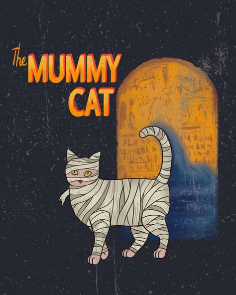 Fourth instalment of my classic horror cat series- The Mummy Cat! There was no cute cat pun for this unfortunately so it’s not very clever 🥲 Prints coming this fall! #themummy #classichorror #catillustration #catart Halloween Cat Puns, Cat Pun, Cat Puns, The Mummy, Classic Horror, Cat Illustration, Halloween Cat, Cat Art, Puns