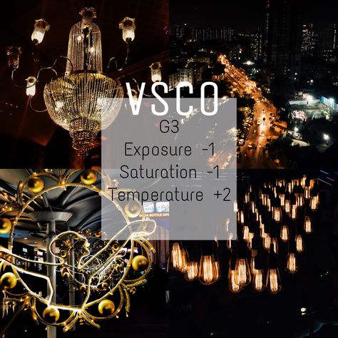 Vsco filter for lights Instagram Themes Vsco, Night Filter, Vsco Filter Free, Vsco Filter Instagram, Vsco Themes, Vsco Tutorial, Best Vsco Filters, Vsco Cam Filters, Vintage Photo Editing