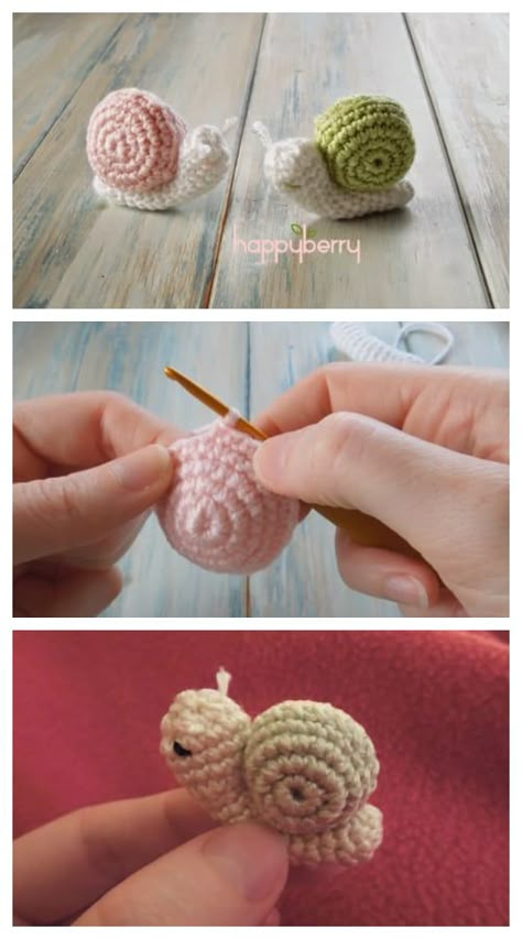 DIY Crochet Snail Amigurumi Free Patterns Small Snail Crochet Pattern, Crocheted Snail Free Pattern, Mini Crochet Snail Free Pattern, Crochet Small Snail Free Pattern, Crochet Snail Keychain, Snail Diy Crafts, Snail Embroidery Pattern, Weird Amigurumi Free Pattern, Tiny Animal Crochet Pattern Free