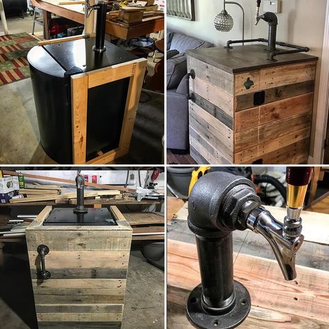 Kegerator Cabinet, Outdoor Kegerator, Kegerator Bar, Kegerator Diy, Beer Table, Home Brewery, Industrial Style Kitchen, Backyard Bar, Beer Taps