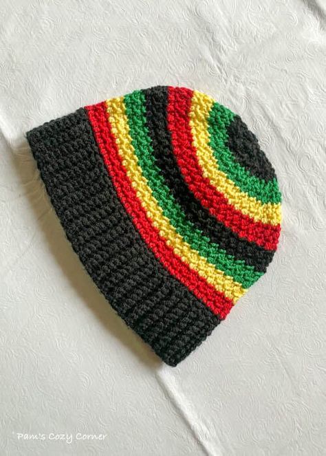 Crochet Cat Beanie Free Pattern, Crochet Rasta Hat, Mens Hat Pattern, Marley Crochet, Crochet Bob, Boho Bag Pattern, Rasta Hat, Men's Beanie, Diy Tricot