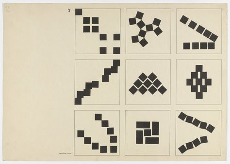 Albrecht Heubner. Studies in Composition. Given: Nine Squares of Equal Size (From Joost Schmidt's Bauhaus Design Course). c. 1928 Geometry Art Projects, Elements Of Design Shape, Row Houses, Simple Geometric Pattern, Graphic Design Collection, Graffiti Lettering Fonts, Bauhaus Design, Photography Basics, Principles Of Design