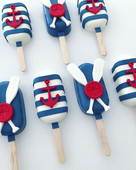 Nautical Cake Pops, Nautical Birthday Cakes, Cakesicles Ideas, Cake Decorating Tutorials Videos, Popsicles Cake, Ice Cream Cake Pops, Sugar Decorations, Nautical Cake, Chocolate Mud Cake