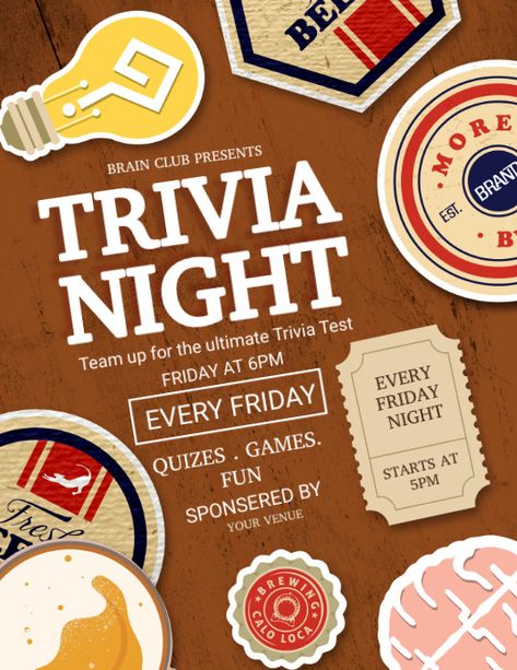 Trivia Illustration, Trivia Flyer Design, Trivia Graphic Design, Game Night Poster Design, Quiz Graphic Design, Quiz Design Ideas, Poster Inspo Graphic Design, Quiz Competition Poster, Quiz Poster Design