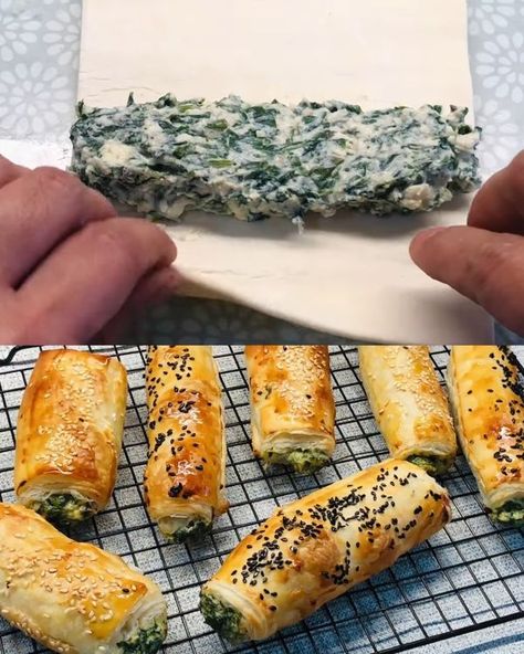 Made by Elizabeth Spinach Cheese Puffs, Puff Pastry Rolls, Pastry Rolls, Spinach Puff Pastry, Spinach Puff, Spinach Rolls, Cheese Puff, Cheese Puff Pastry, Cheese Pastry