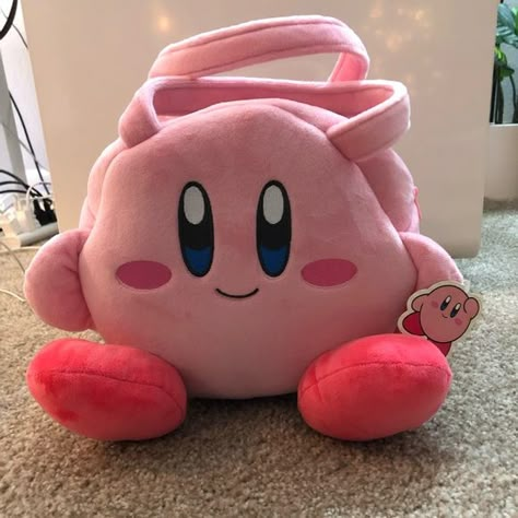 Kawaii Kirby Gamer Tote Bag Plushie Bag, Bag With Keychain, Kawaii Kirby, Kawaii Kidcore, Funky Purses, Fashion Collection Inspiration, Keychain Plush, Kirby Stuff, Kirby Art