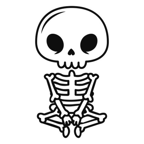 Yogui skeleton stroke PNG Design Skeleton Body Drawing Simple, Chibi Skeleton Drawing, Cute Skeleton Illustration, Skeleton Illustration Simple, Cute Skeleton Art, Skeleton Art Simple, Skeleton Doodle Easy, Skeleton Cartoon Drawing, Easy Skeleton Drawing