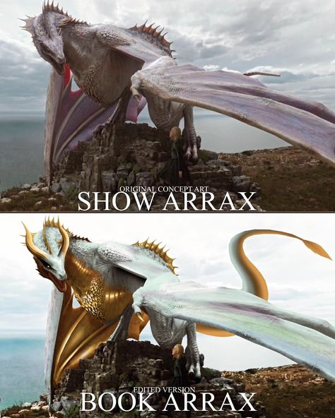 Show Arrax or Book Arrax? Please comment your thoughts down below👇 The image used in this post is the original and the edited version of… | Instagram Arrax Dragon Concept Art, Hod Dragons, Drogon Game Of Thrones, Hotd Dragons, Game Of Thrones Artwork, Game Of Thrones Dragons, Fire And Blood, Got Dragons, Targaryen Art