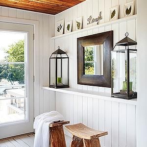 white painted tongue and groove paneling in bedrooms | - white wood paneled walls, tongue and groove wall paneling, tongue ... Hay Decor, White Painted Floors, Wood Paneling Makeover, Paneling Makeover, White Wood Paneling, Painting Wood Paneling, Sunroom Ideas, Knotty Pine, Kitchens And Bedrooms