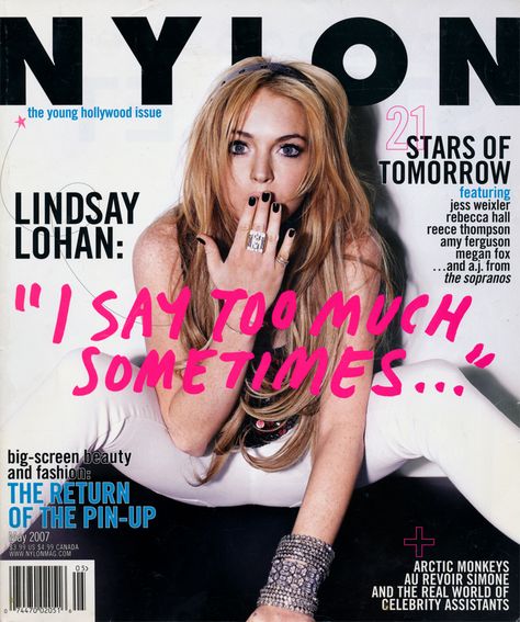 #Tbt Lindsay Lohan's May 2007 Cover Jess Weixler, American Pop Culture, Ilana Glazer, 2000s Magazines, Rebecca Hall, Jenny Lewis, Pop Culture Fashion, Magazine Contents, Nylon Magazine