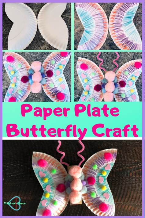 Paper Plate Butterfly, Butterfly Crafts Preschool, Paper Plate Crafts For Kids, Butterfly Craft, Crafts For Teens To Make, Craft Images, Spring Crafts For Kids, Paper Plate Crafts, Daycare Crafts