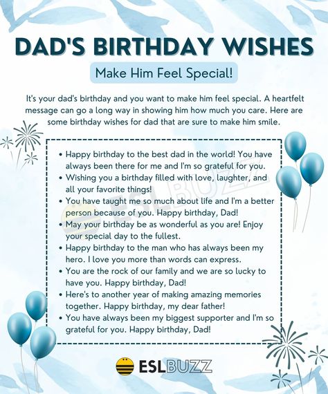 Heartwarming Birthday Wishes for Dad to Make His Day Extra Special Happy Birthday Papa Wishes, Father Birthday Quotes, Happy Birthday Lines, Happy Birthday Papa, Happy Birthday To Me Quotes, Happy Birthday Daddy, Funny Happy Birthday Wishes, Father Birthday, Happy Birthday Dad